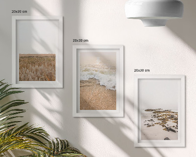 Photo frame wall Beach with waves and sea stones in summer