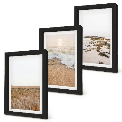 Photo frame wall Beach with waves and sea stones in summer