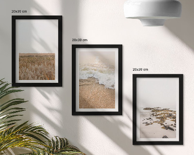 Photo frame wall Beach with waves and sea stones in summer