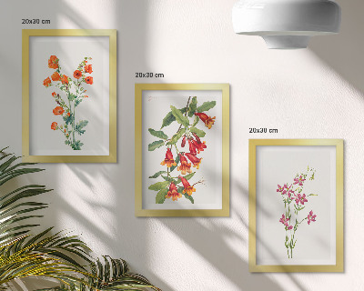 3-piece wall art set Vintage retro flower painting
