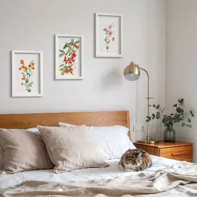 Vintage retro flower painting 3-piece wall art set