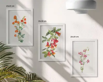 Vintage retro flower painting 3-piece wall art set