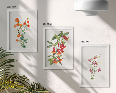 3-piece wall art set Vintage retro flower painting