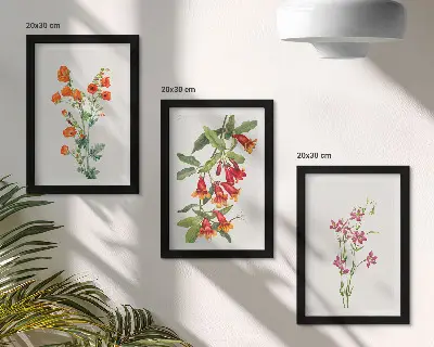 Vintage retro flower painting 3-piece wall art set