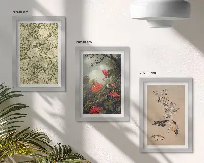 3-piece wall art set featuring flowers and birds in natural surroundings