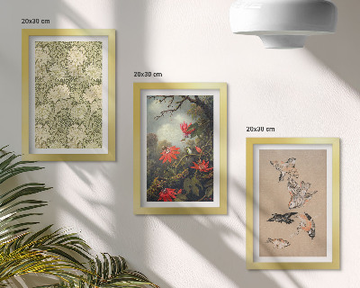 3-piece wall art set Flowers and birds in natural surroundings