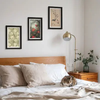 3-piece wall art set featuring flowers and birds in natural surroundings