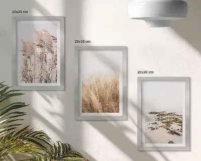 Photo frame wall pampas grass fields and boho beach print set