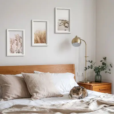 Photo frame wall pampas grass fields and boho beach print set