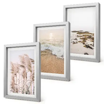 Beach grass waves and seaside stones wall art boho framed triptych