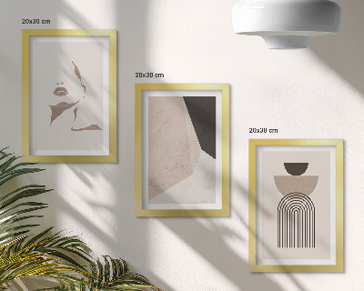 Framed triptych Abstract geometric shapes and a woman's face