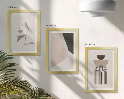 Abstract geometric shapes and woman's face art framed triptych