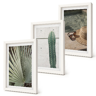 Photo frame wall Tropical plants and waterside holiday accessories