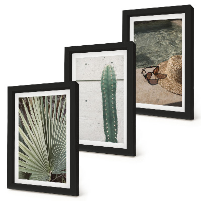 Photo frame wall Tropical plants and waterside holiday accessories