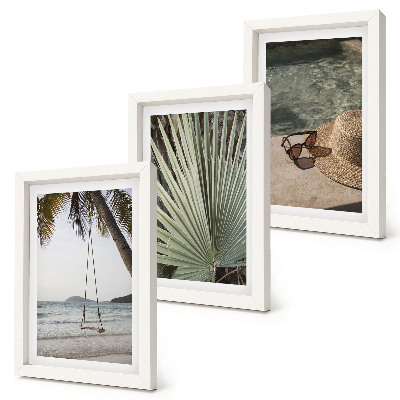 Framed triptych Palm leaf swing beach vacation