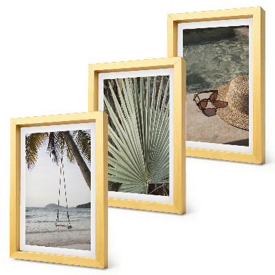 Framed triptych Palm leaf swing beach vacation