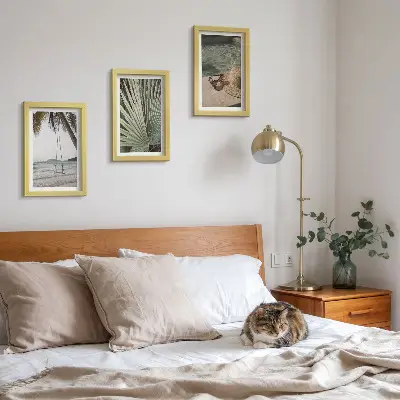 Palm leaf beach vacation triptych framed
