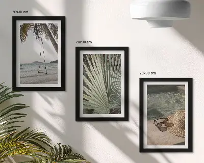 Palm leaf beach vacation triptych framed