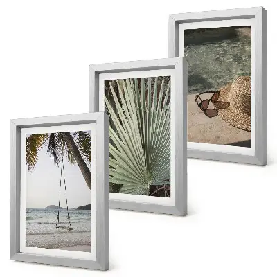 Palm leaf beach vacation triptych framed