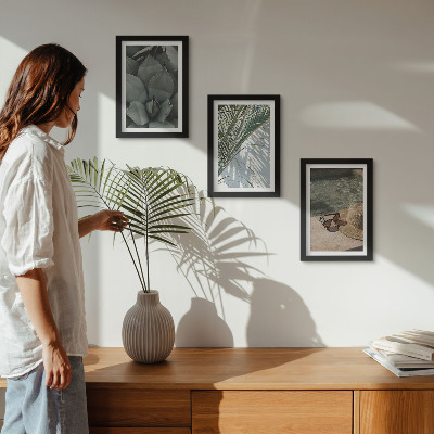 Photo frame wall Tropical plants and summer holiday accents