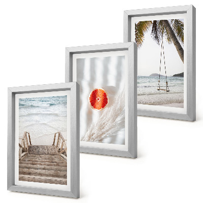 Framed triptych Beach with wooden stairs, holiday atmosphere