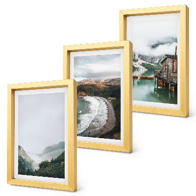 3-piece wall art set Mountain and beach views with clouds and water