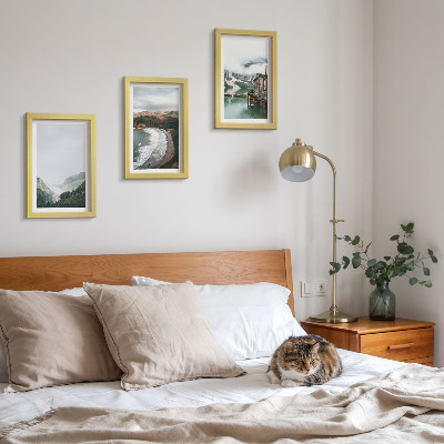 3-piece wall art set Mountain and beach views with clouds and water