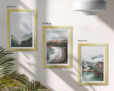 3-piece wall art set Mountain and beach views with clouds and water