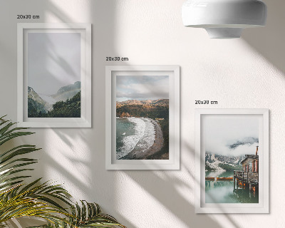 3-piece wall art set Mountain and beach views with clouds and water