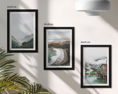 3-piece wall art set Mountain and beach views with clouds and water