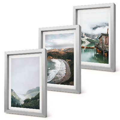 3-piece wall art set Mountain and beach views with clouds and water