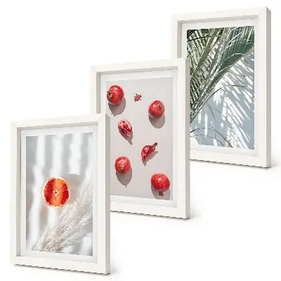 3-piece wall art set featuring tropical fruit and palm leaf holiday theme