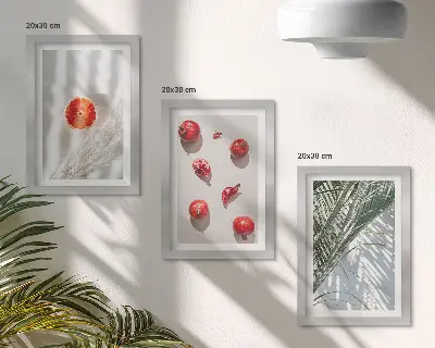 3-piece wall art set featuring tropical fruit and palm leaf holiday theme