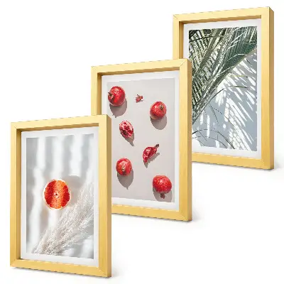 3-piece wall art set featuring tropical fruit and palm leaf holiday theme