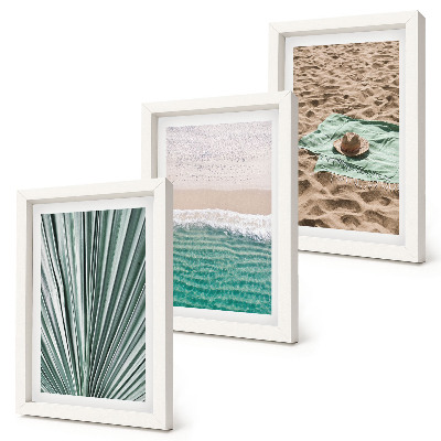 Framed triptych Summer holiday views on the beach by the sea