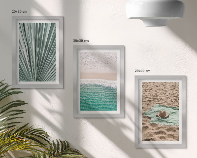 Framed triptych Summer holiday views on the beach by the sea