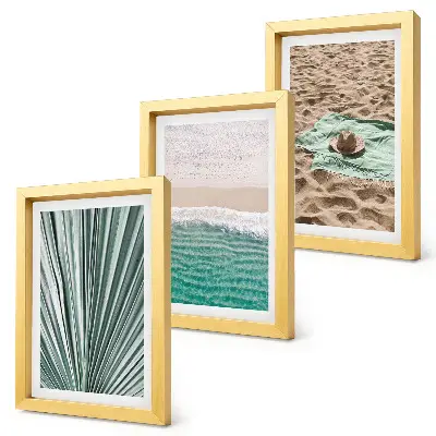 Summer holiday beach and sea view triptych framed