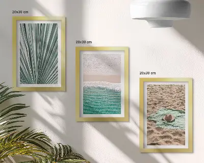 Summer holiday beach and sea view triptych framed