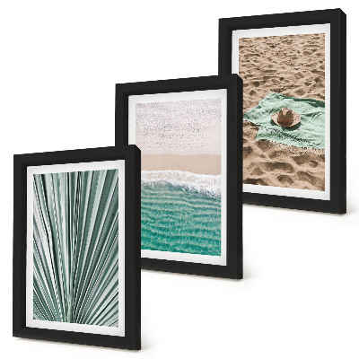 Framed triptych Summer holiday views on the beach by the sea