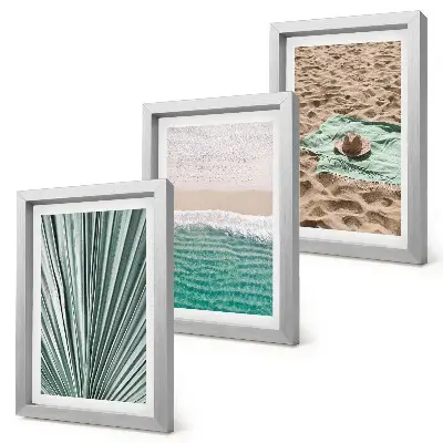 Summer holiday beach and sea view triptych framed