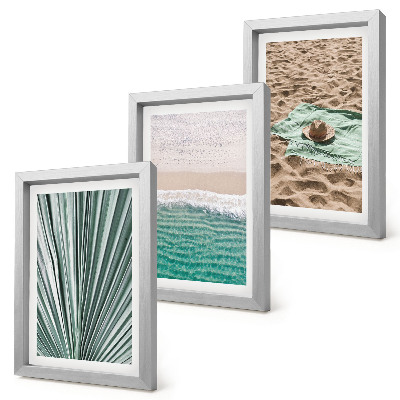 Framed triptych Summer holiday views on the beach by the sea