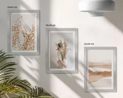 Photo frame wall gallery set with rustic boho abstract plant motifs
