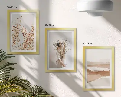 Photo frame wall gallery set with rustic boho abstract plant motifs