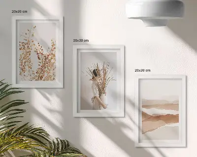 Photo frame wall gallery set with rustic boho abstract plant motifs