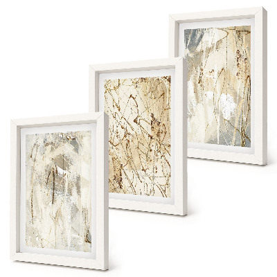 Framed triptych Abstract patterns in shades of beige and gray