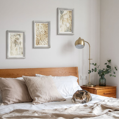 Framed triptych Abstract patterns in shades of beige and gray
