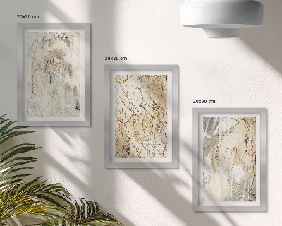 Framed triptych Abstract patterns in shades of beige and gray