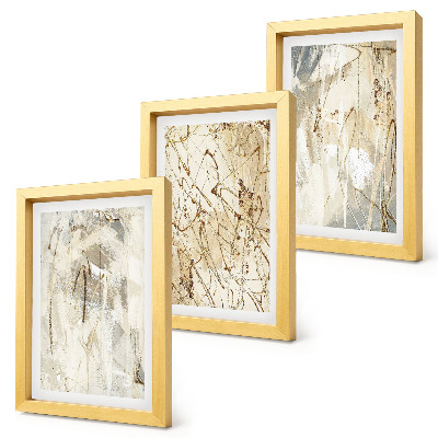 Framed triptych Abstract patterns in shades of beige and gray