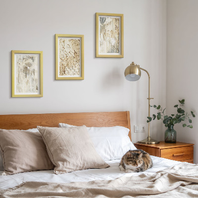Framed triptych Abstract patterns in shades of beige and gray
