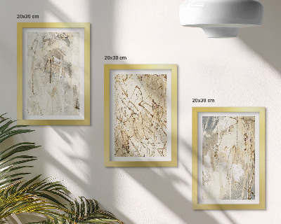 Framed triptych Abstract patterns in shades of beige and gray